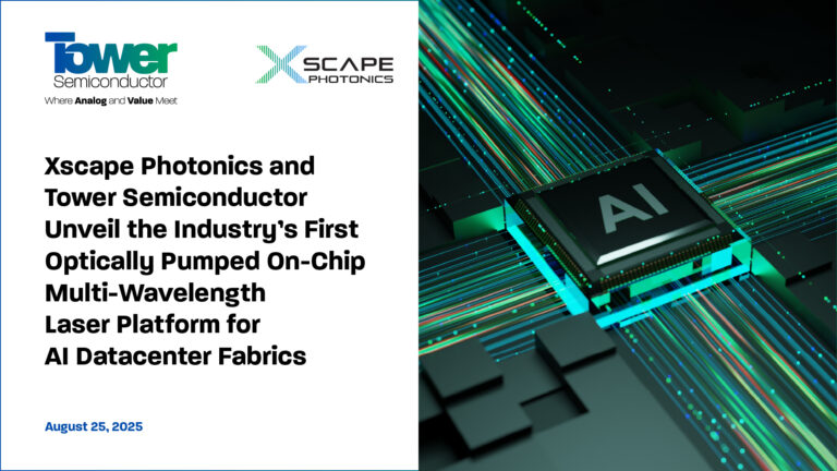 Xscape Photonics and Tower Semiconductor Unveil the Industry’s First Optically Pumped On-Chip Multi-Wavelength Laser Platform for AI Datacenter Fabrics